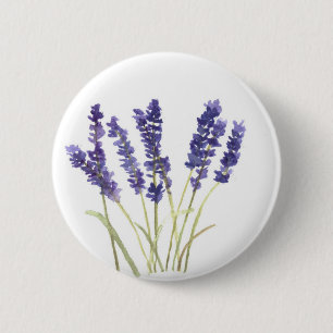 Lavenderbloemen florale, paarse waterverf ronde button 5,7 cm