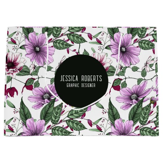 Lavenderbloemen met groene bladeren naadloos groot cadeauzakje (Voorkant)