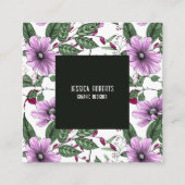 Lavenderbloemen met groene bladeren naadloos vierkante visitekaartje (Voorkant)