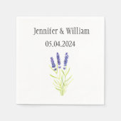 Lavenderbloemen waterverf kruiden paarse bruiloft servet (Voorkant)