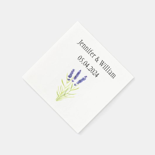 Lavenderbloemen waterverf kruiden paarse bruiloft servet (Hoek)