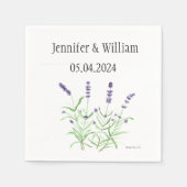 Lavenderbloemen waterverf kruiden paarse bruiloft servet (Voorkant)