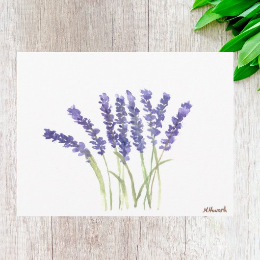 Lavenderbloemen waterverf Paarse Floral rustig Briefkaart