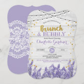 Lavenderbrunch en bubbly bridal doucheuitnodiging kaart (Voorkant / Achterkant)