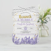 Lavenderbrunch en bubbly bridal doucheuitnodiging kaart (Staand voorkant)