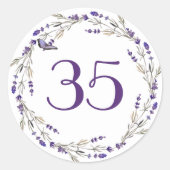 Lavenderkrans voor 35e trouwdag ronde sticker (Voorkant)