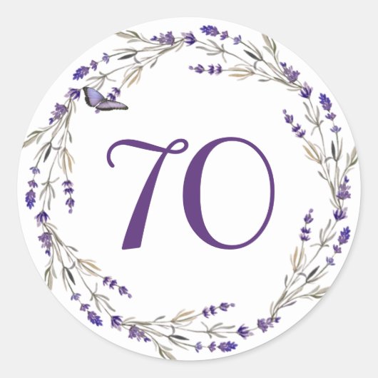 Lavenderkrans voor 70ste trouwdag ronde sticker (Voorkant)