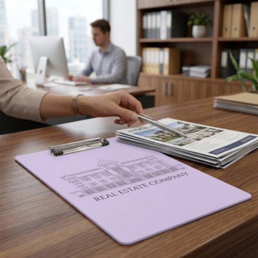 Lavendermappe met architecturaal ontwerp klembord