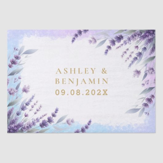 Lavenders And Blue Elegant Floral Watercolor Tissuepapier (Voorkant)