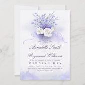 Lavenders en White Roses Bouquet Elegant Wedding Kaart (Voorkant)