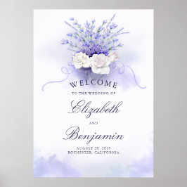 Lavenders en White Roses Wedding Welcome Sign Poster
