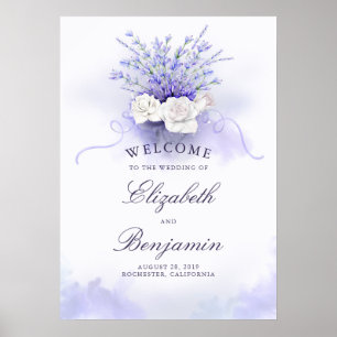 Lavenders en White Roses Wedding Welcome Sign Poster