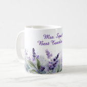 LavenderSpring Floral Best Teacher Elegant Script Koffiemok (Voorkant links)
