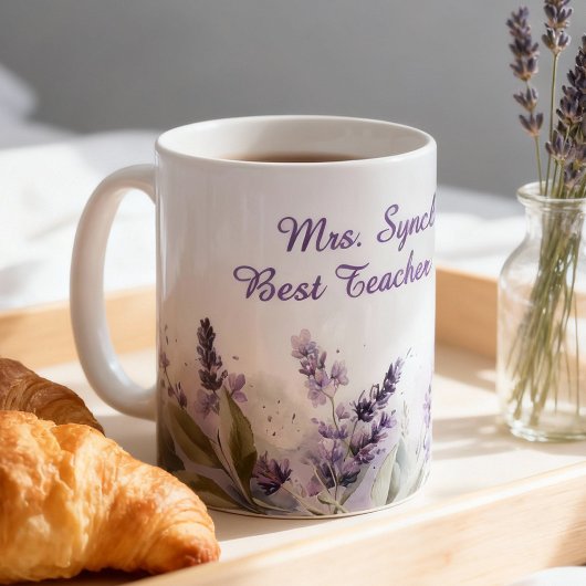 LavenderSpring Floral Best Teacher Elegant Script Koffiemok