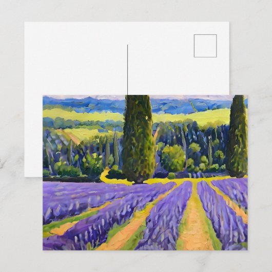 Lavendervelden paars briefkaart (Voorkant / Achterkant)
