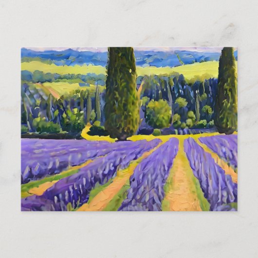 Lavendervelden paars briefkaart (Voorkant)