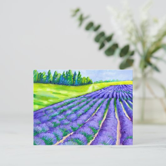 Lavendervelden schilderen briefkaart (Staand voorkant)