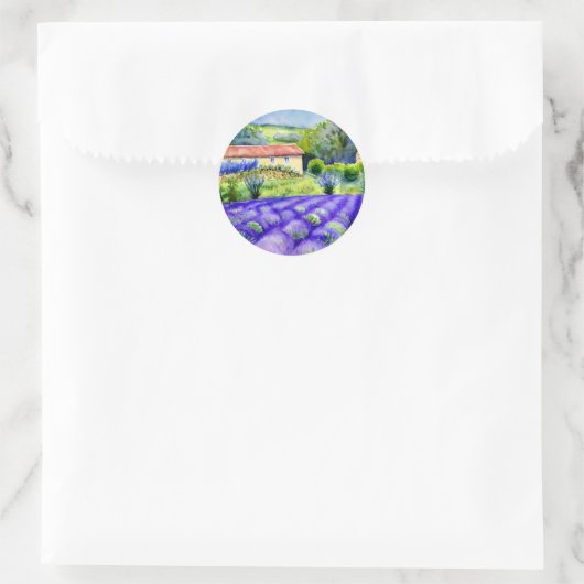 Lavendervelden tekenen ronde sticker (Tas)