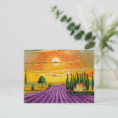 Lavendeveld bij zonsondergang briefkaart (Staand voorkant)