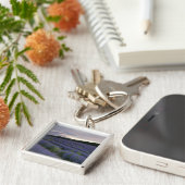 Lavendeveld bij zonsondergang sleutelhanger (Zijkant)