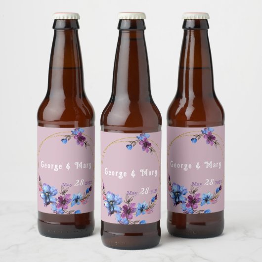 Lavendra Circle Wedding Bier Etiket (Flessen)