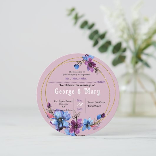 Lavendra Circle Wedding-uitnodiging Kaart (Staand voorkant)