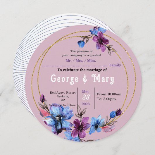Lavendra Circle Wedding-uitnodiging Kaart (Voorkant / Achterkant)
