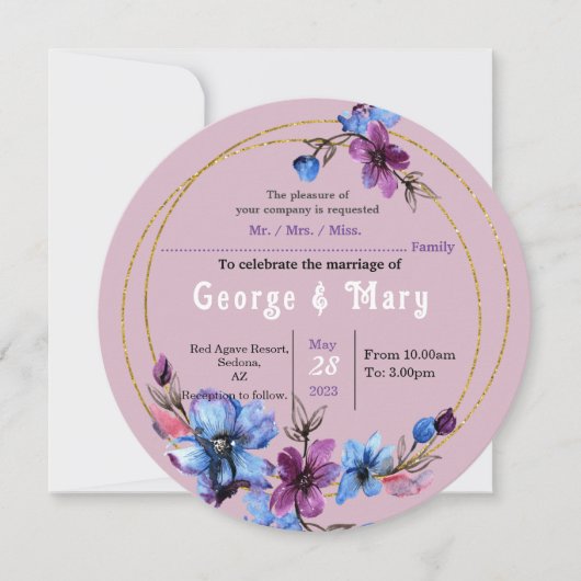 Lavendra Circle Wedding-uitnodiging Kaart (Voorkant)