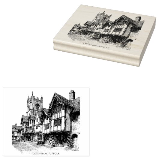 Lavenham, Suffolk, schets Rubberstempel (Gestempeld)