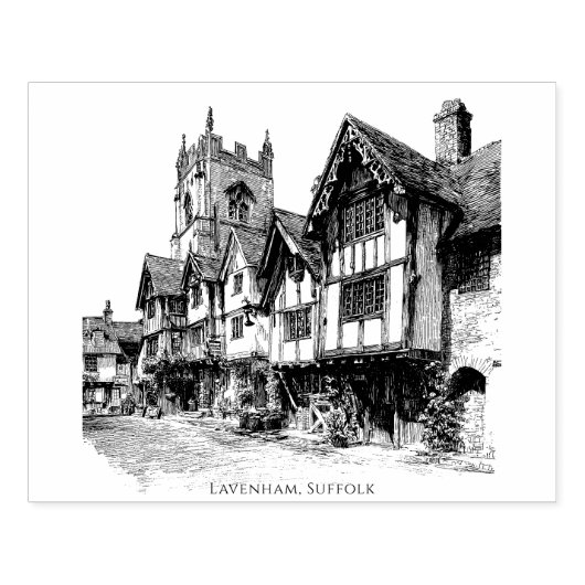 Lavenham, Suffolk,  schets Rubberstempel (Afrduk)