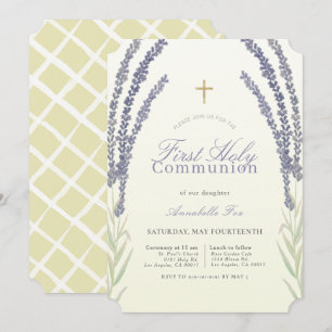Lavens bloem Geel Eerste Heilige Communie Kaart