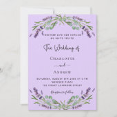 Lavens paarse bruinbloemen luxe bruiloft kaart (Voorkant)