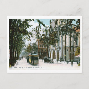 L'Avenue de la Gare, Nice, Frankrijk Vintage Briefkaart