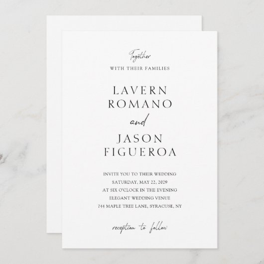 Lavern Elegante Moderne Bruiloft Kaart (Voorkant / Achterkant)