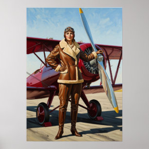 L'AVIATRICE (The Aviatrix) - Originele art deco ku Poster