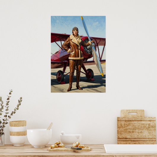 L'AVIATRICE (The Aviatrix) - Originele art deco ku Poster (Keuken)