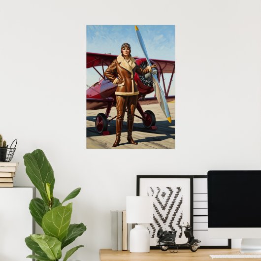 L'AVIATRICE (The Aviatrix) - Originele art deco ku Poster (Thuiskantoor)