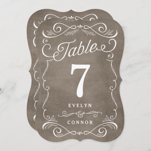 Lavisch Scrolls Editable Color Table Number Kaart (Voorkant / Achterkant)