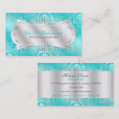 Lavish Blauwgroen Diamond Damask Swirl Visitekaartje (Voorkant / Achterkant)