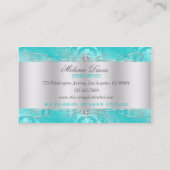 Lavish Blauwgroen Diamond Damask Swirl Visitekaartje (Achterkant)