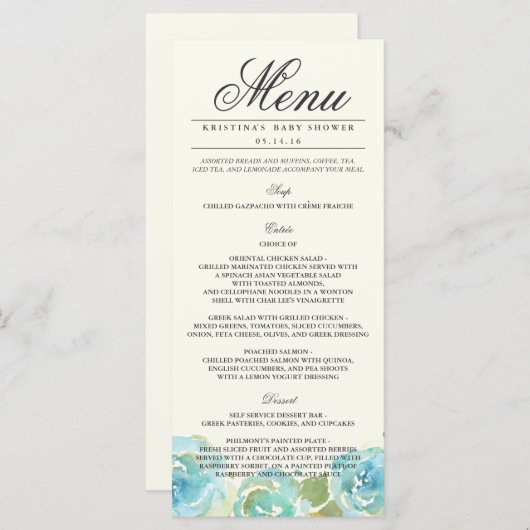 Lavish Bloemen Menu Rack Kaart (Voorkant / Achterkant)