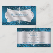 Lavish Blue Diamond Damask Swirl Visitekaartje (Voorkant / Achterkant)