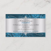 Lavish Blue Diamond Damask Swirl Visitekaartje (Achterkant)