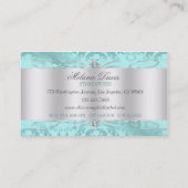 Lavish Blue Ice Diamond Damask Swirl Visitekaartje (Achterkant)