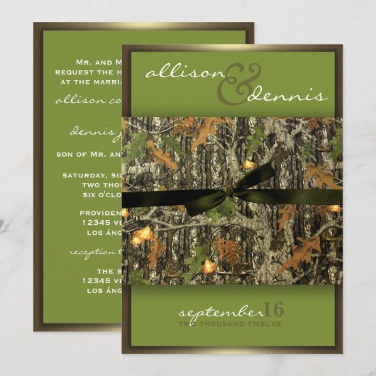 Lavish Camo Wedding Invitations Kaart (Voorkant / Achterkant)