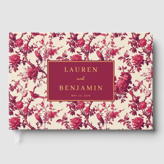 Lavish Crimson Blooms Wedding Gastenboek (Voorkant)