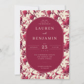 Lavish Crimson Blooms Wedding Kaart (Voorkant)