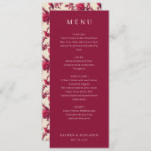 Lavish Crimson Blooms Wedding Menu (Voorkant / Achterkant)