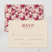 Lavish Crimson Blooms Wedding RSVP Kaartje (Voorkant / Achterkant)