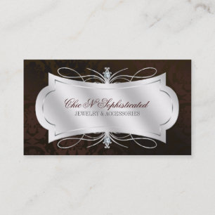 Lavish Dark Chocolate Diamond Damask Swirl Visitekaartje